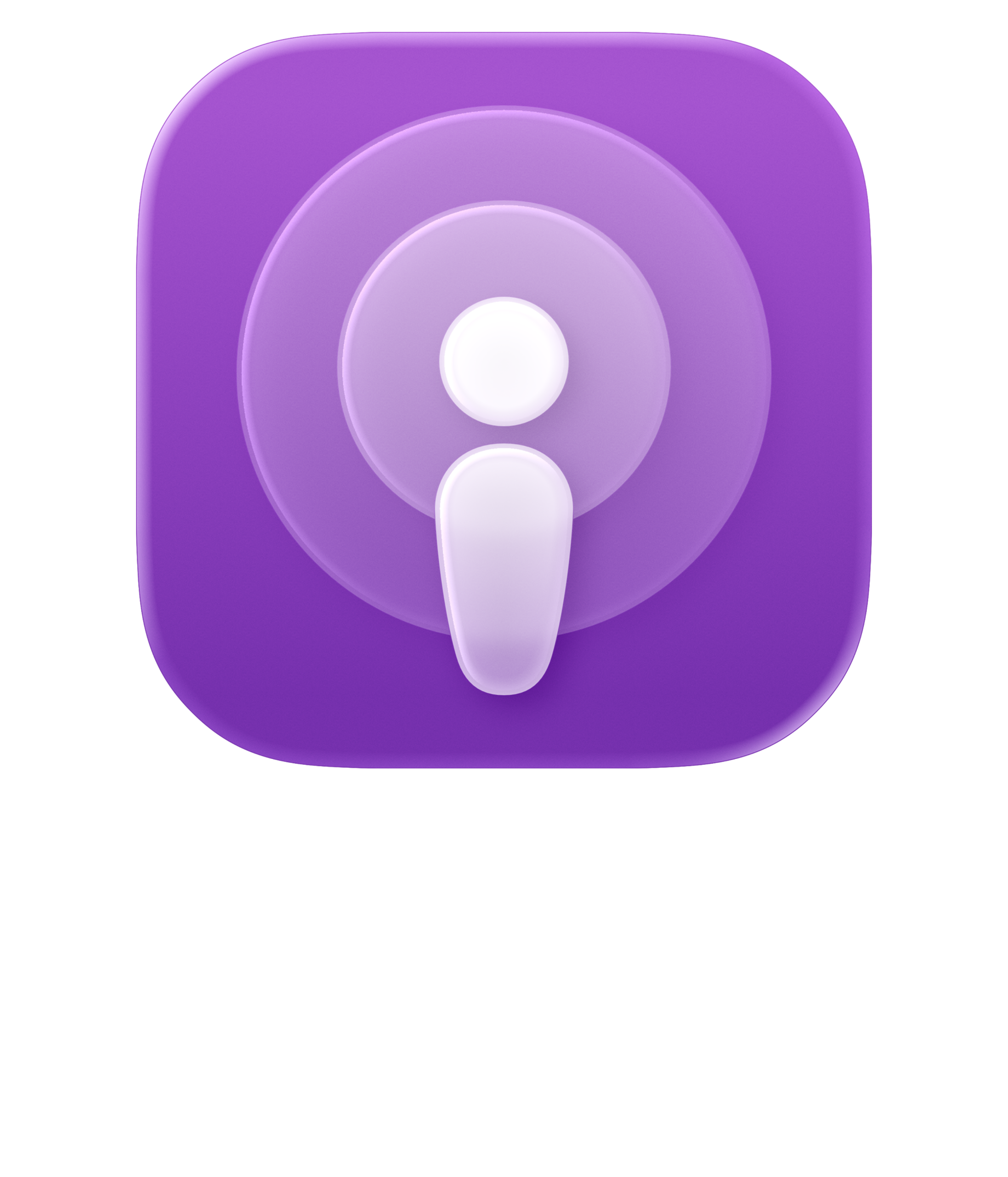 The Apple Podcasts logo with the text, "Apple Podcasts" under it